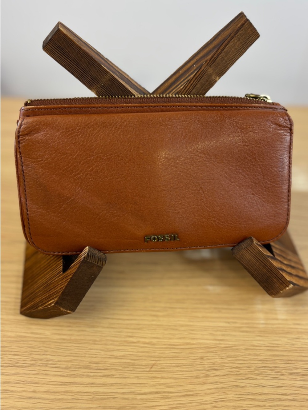 Fossil Cognac Brown Zip‎ Wallet